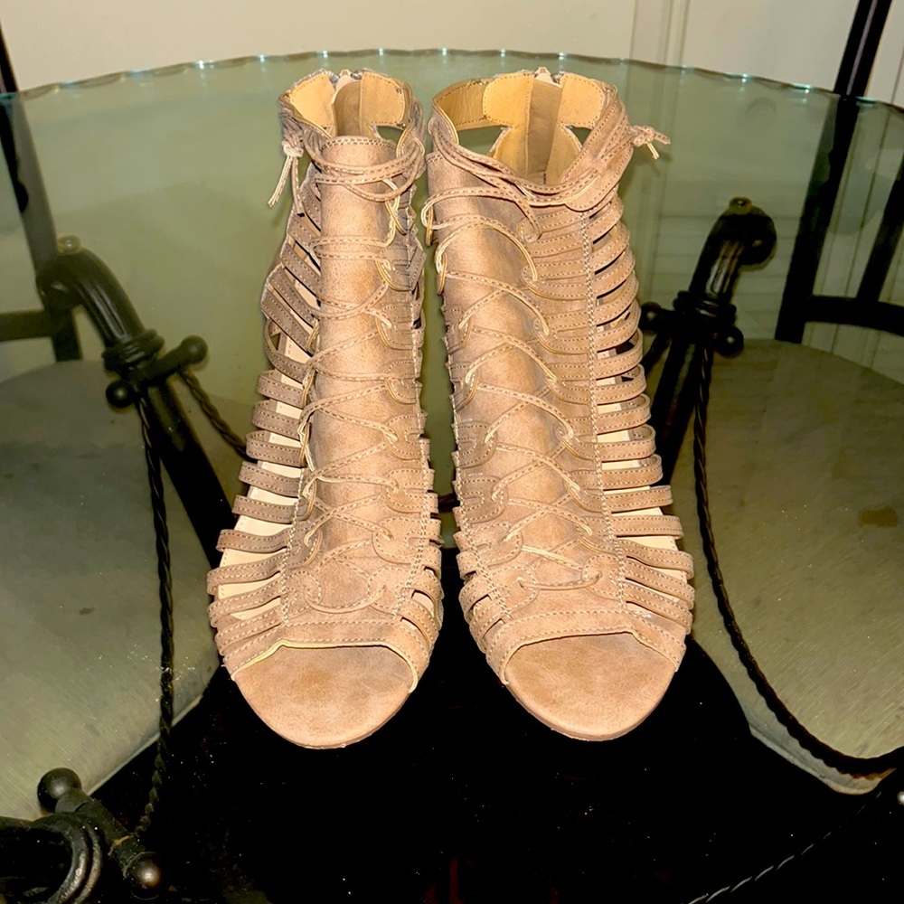 Wedge open toe booties